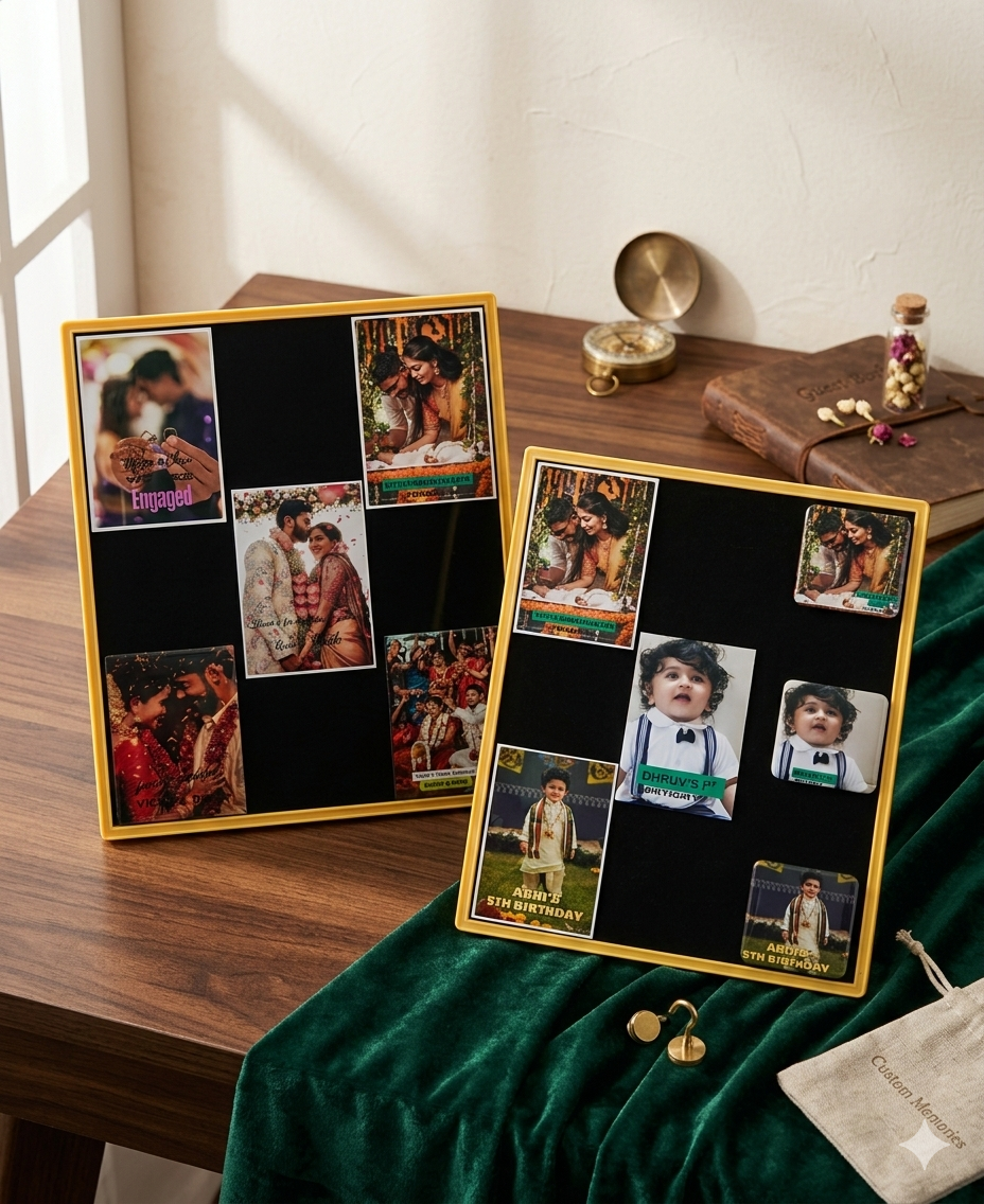 Custom wedding & birthday photo magnet display frames
