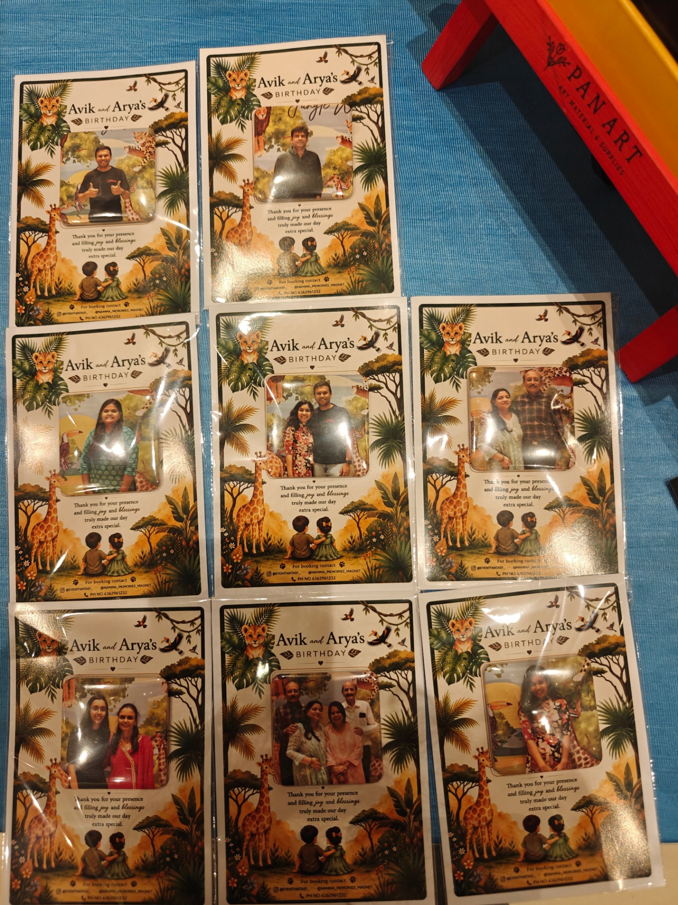 Jungle themed birthday photo magnet souvenirs